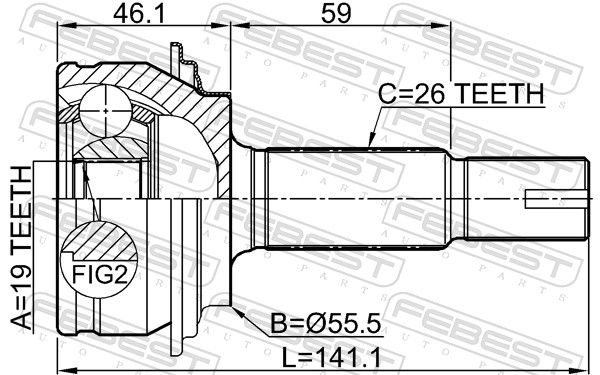 FEBEST 0110-KSP90Z19 Joint Kit, drive shaft