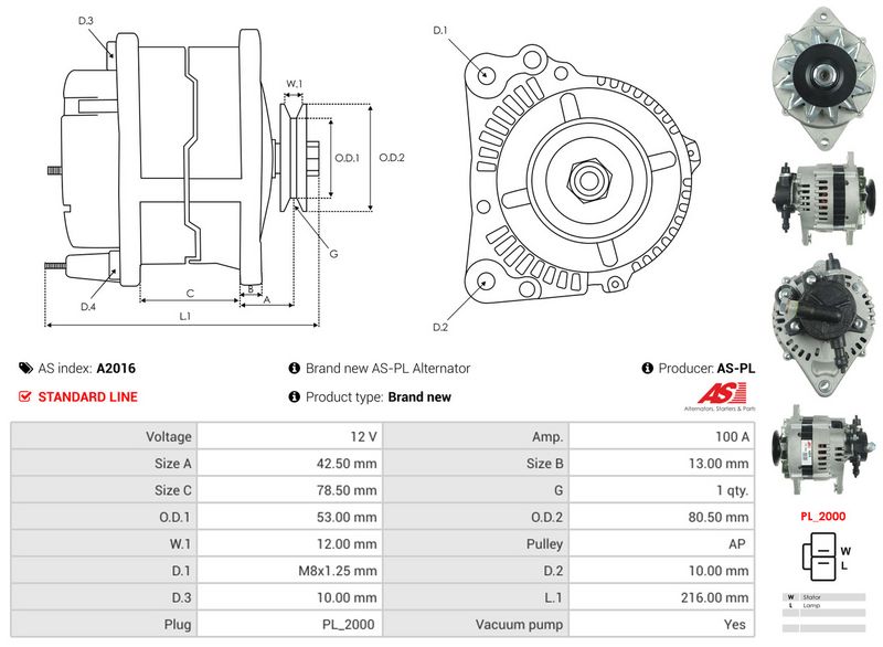 AS-PL A2016 Alternator