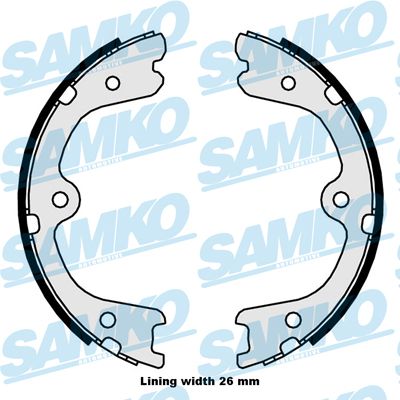 Комплект гальмівних колодок, стоянкове гальмо, Samko 89880