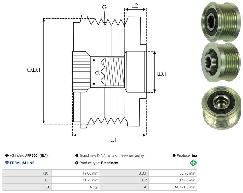 AS-PL AFP6004(INA) Alternator Freewheel Clutch