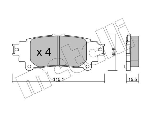 Комплект гальмівних накладок, дискове гальмо, Metelli 22-0977-0