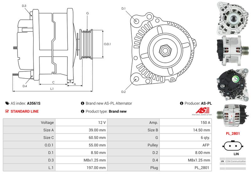 AS-PL A3561S Alternator