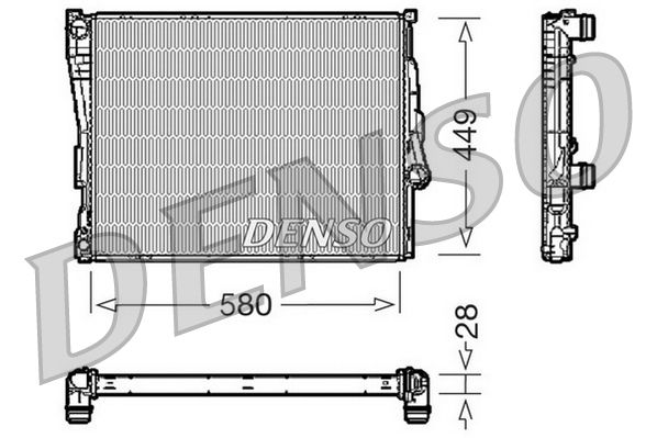 Радіатор, система охолодження двигуна, Denso DRM05069