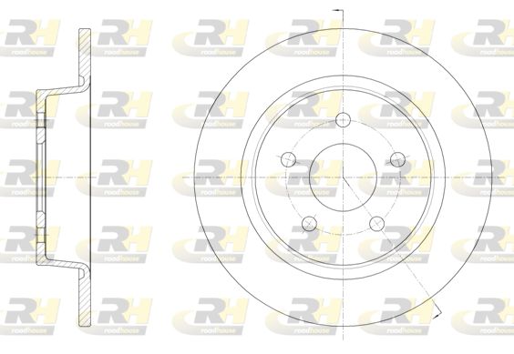 Гальмівний диск, задня вісь, повн., 279,8мм, кількість отворів 5, ROAD HOUSE, Roadhouse 61459.00