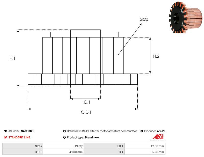AS-PL SAC0003 Armature, starter