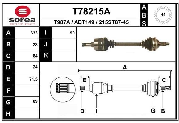 EAI hajtótengely T78215A