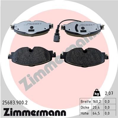 Комплект гальмівних накладок, дискове гальмо, Zimmermann 25683.900.2