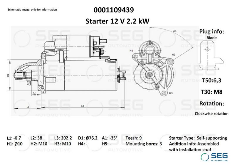 SEG Automotive 0001109439 Starter