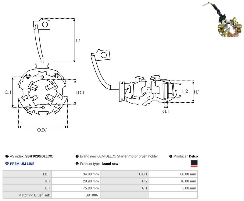 AS-PL SBH1020(DELCO) Holder, carbon brushes