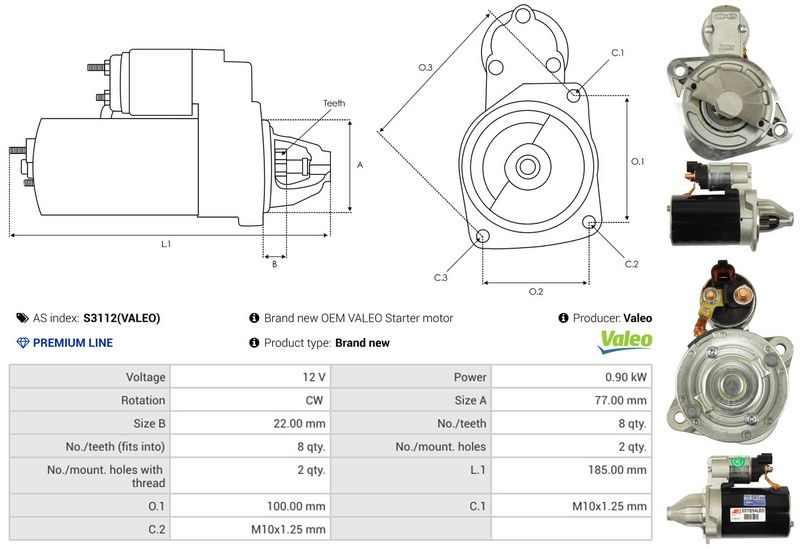 AS-PL S3112(VALEO) Starter