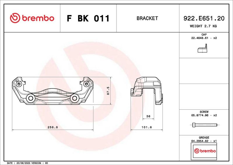 BREMBO F BK 011 Brake Caliper Bracket Set