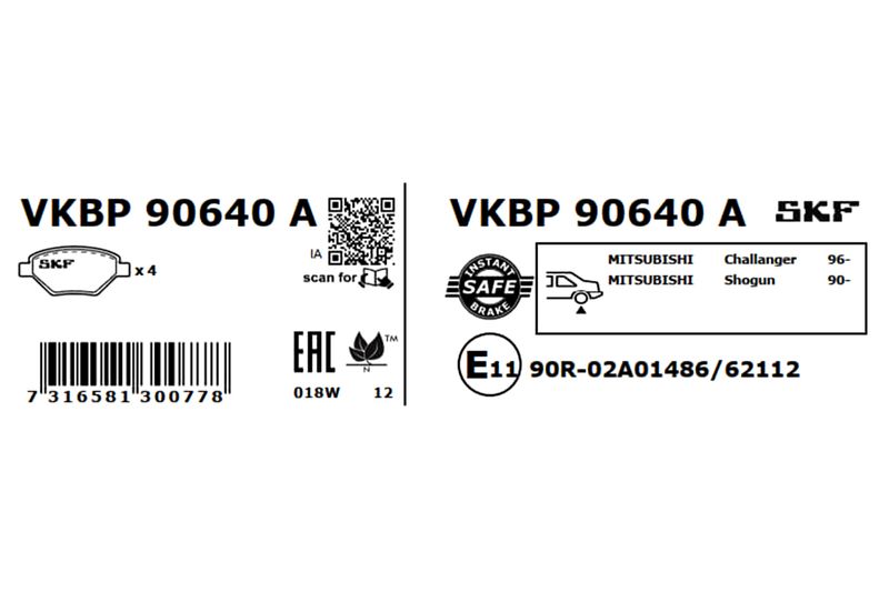 SKF VKBP 90640 A Brake Pad Set, disc brake