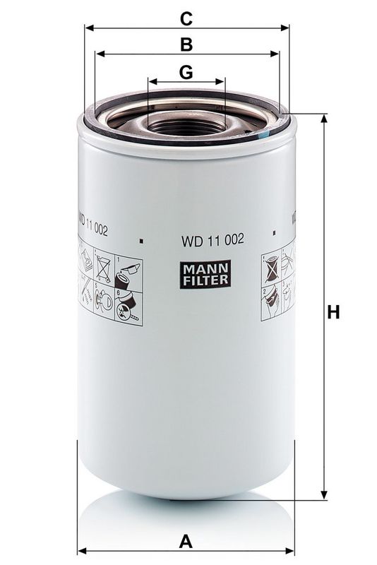 Filter, tööhüdraulika, MANN-FILTER WD 11 002