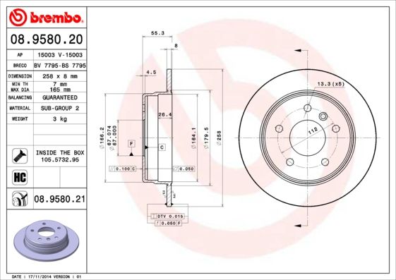 BREMBO féktárcsa 08.9580.20