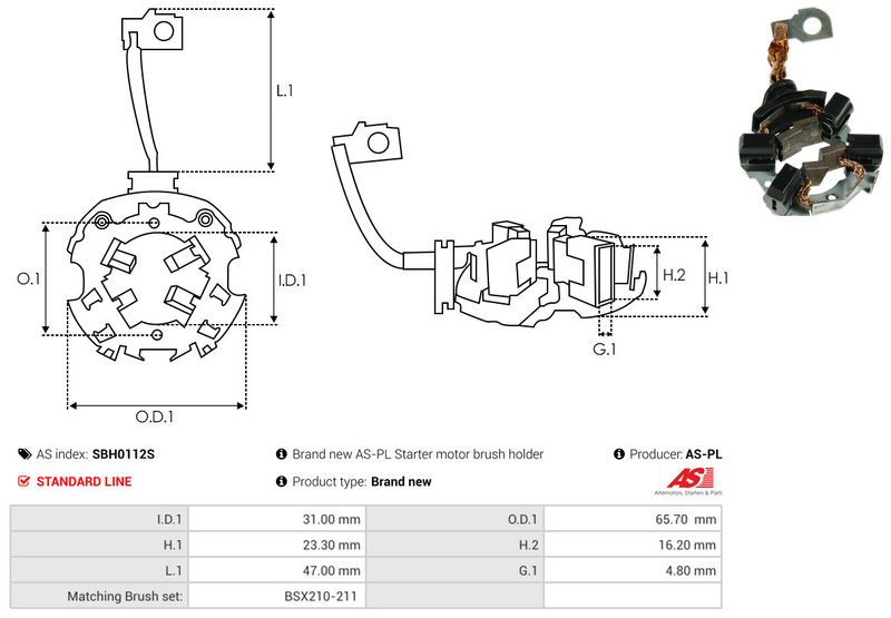 AS-PL SBH0112S Holder, carbon brushes