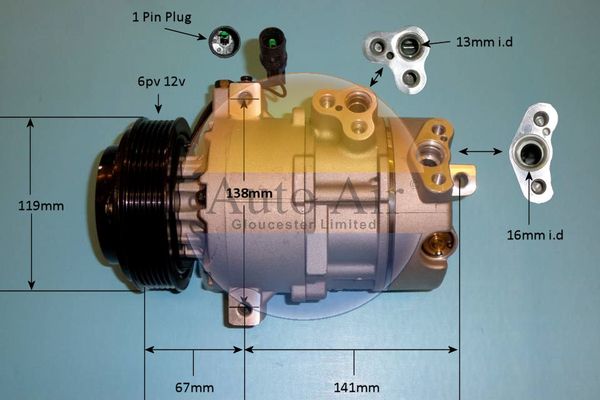 Auto Air Gloucester 14-2061p Compressor, air conditioning