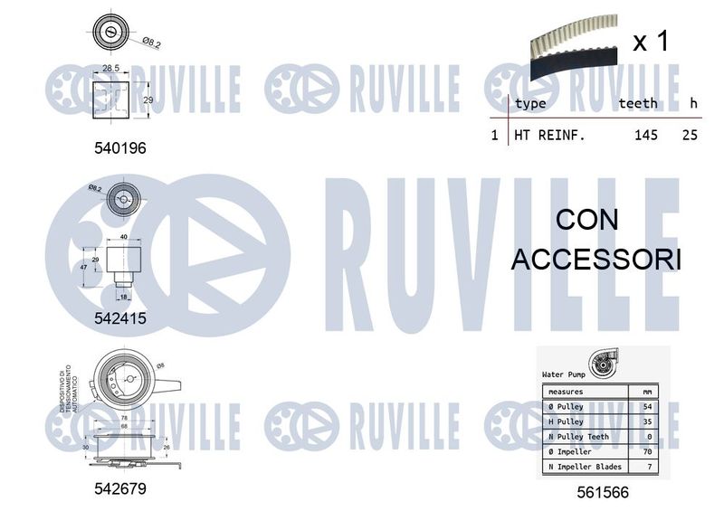 Водяний насос + зубчастий ремінь, Ruville 5503761