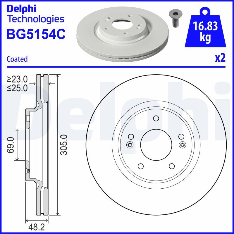 Гальмівний диск, Delphi BG5154C