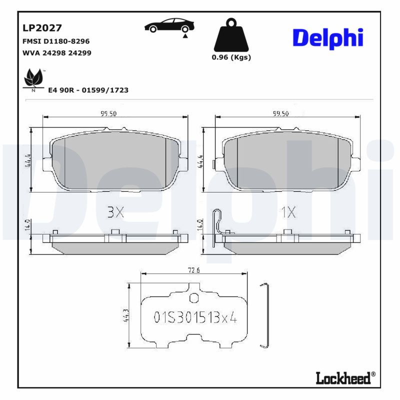 Piduriklotsi komplekt, ketaspidur, DELPHI LP2027