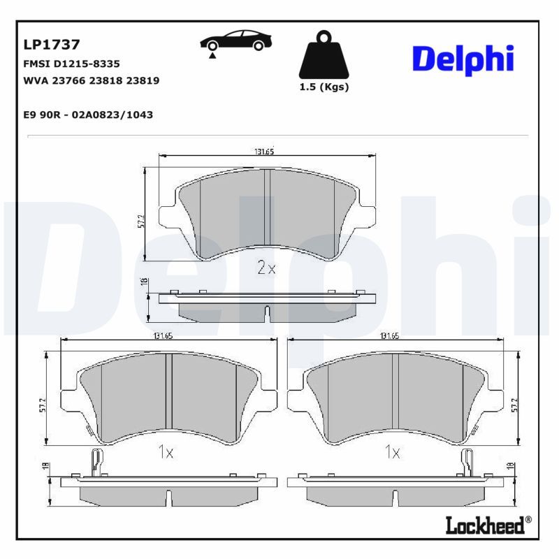 Piduriklotsi komplekt, ketaspidur, DELPHI LP1737
