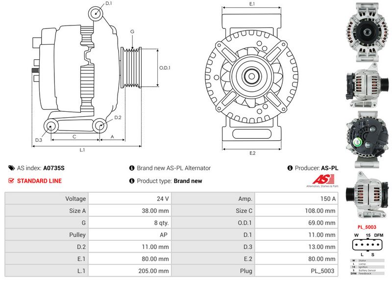 AS-PL A0735S Alternator