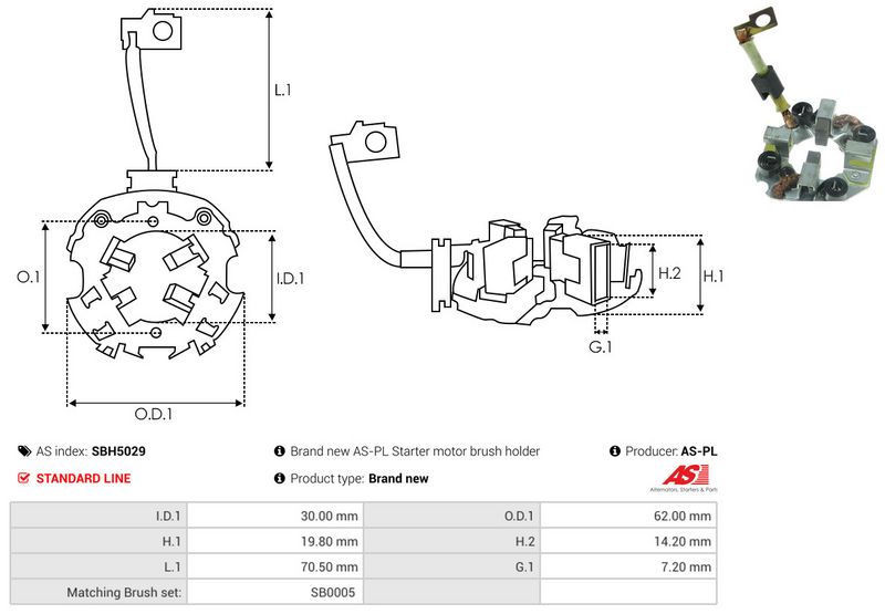 AS-PL SBH5029 Holder, carbon brushes