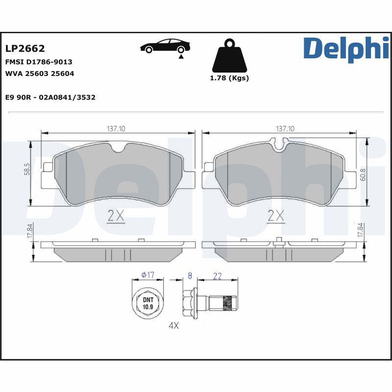 DELPHI FORD тормозов.колодки задн.Transit 2.2TDCi 12-