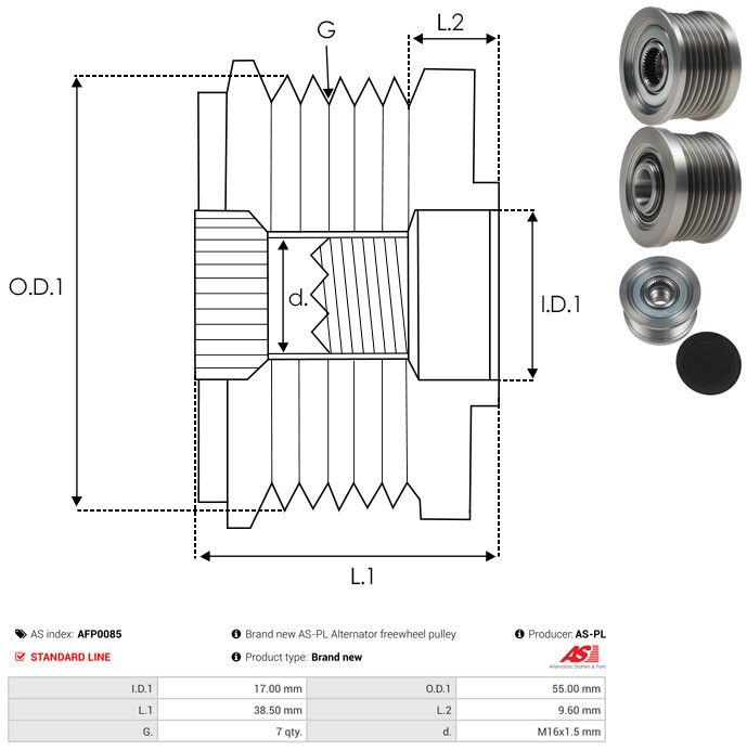 AS-PL AFP0085 Alternator Freewheel Clutch