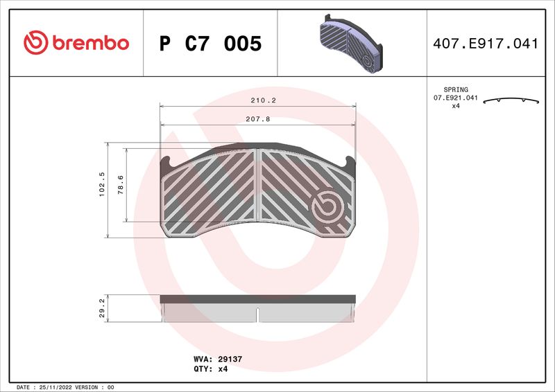 BREMBO Brake Pad Set, disc brake P C7 005