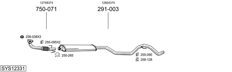 BOSAL kipufogórendszer SYS12331