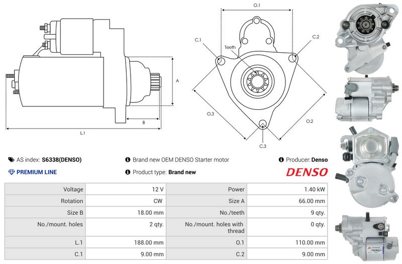 AS-PL S6338(DENSO) Starter