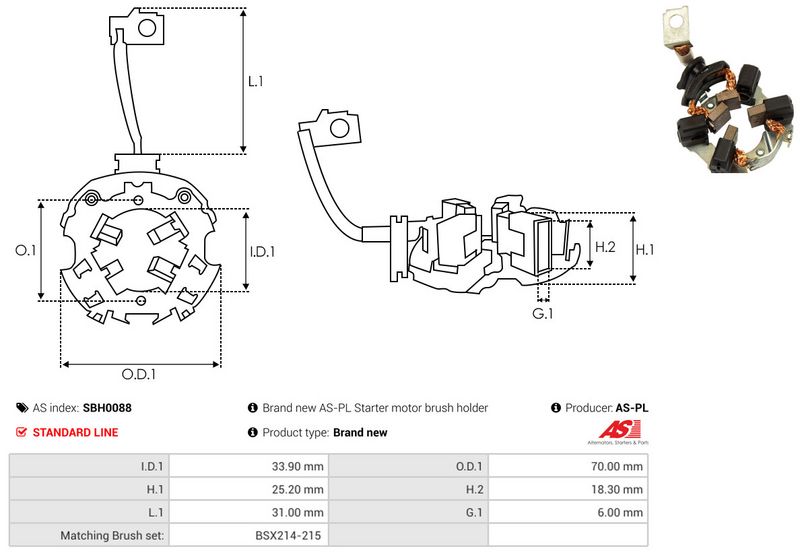 Kinnitus, süsinikuharjad, AS-PL SBH0088