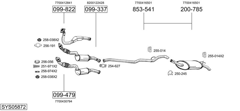 BOSAL kipufogórendszer SYS05872