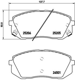 Колодка гальм. диск. HYUNDAI ix35 передн. (вир-во BREMBO)