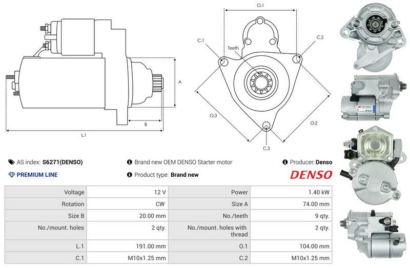 AS-PL S6271(DENSO) Starter