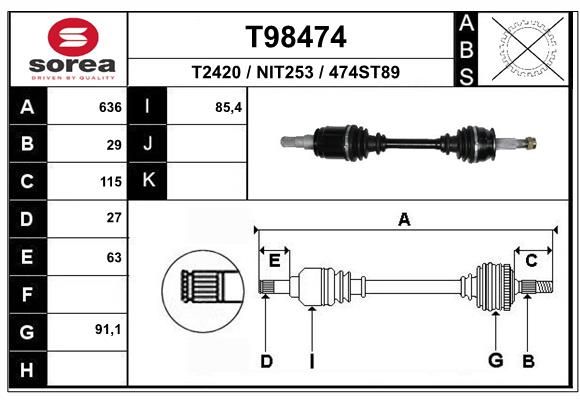 EAI hajtótengely T98474