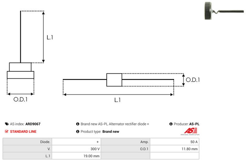AS-PL ARD9067 Rectifier, alternator