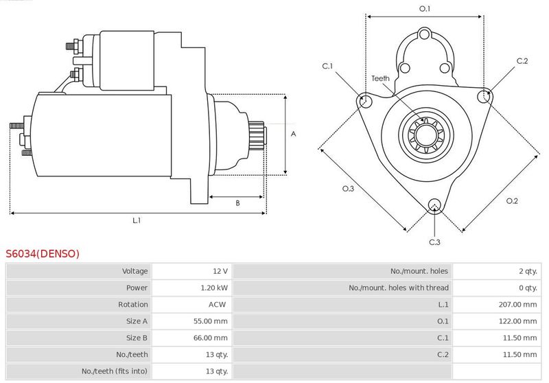 Стартер, Auto Starter S6034(DENSO)