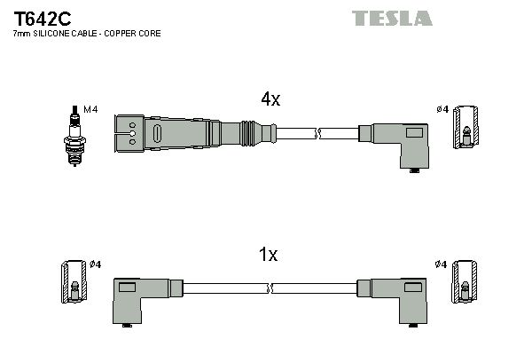 Комплект проводів високої напруги, Tesla T642C