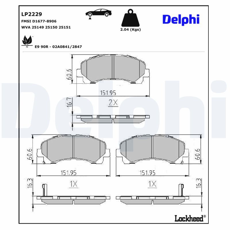 DELPHI LP2229 Brake Pad Set, disc brake