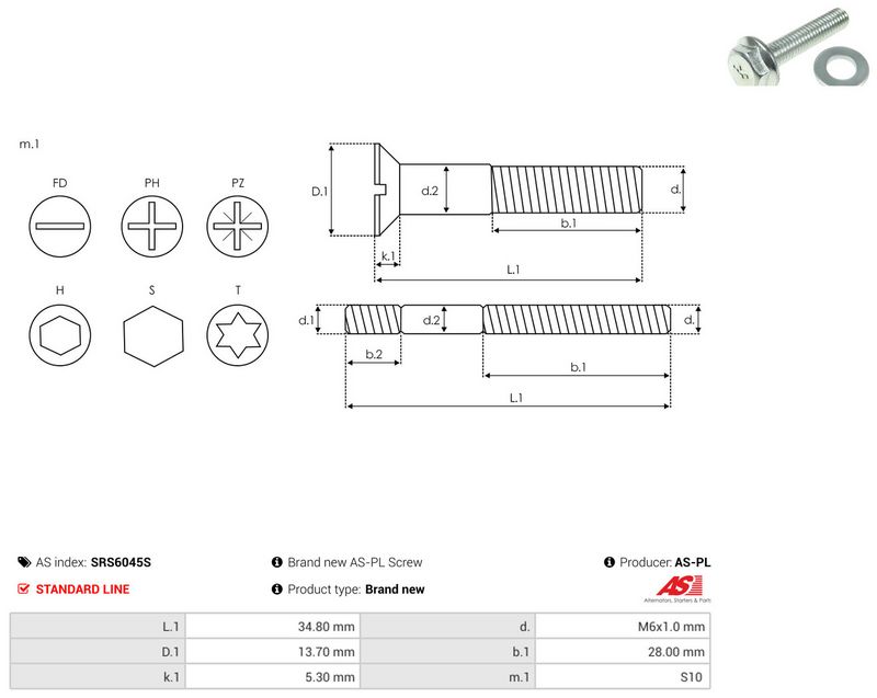 AS-PL SRS6045S Repair Set, alternator