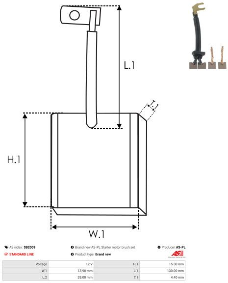 AS-PL SB2009 Carbon Brush, starter