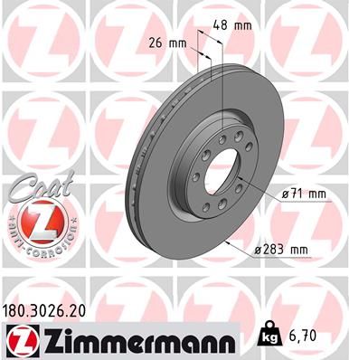 Гальмівний диск, Zimmermann 180.3026.20