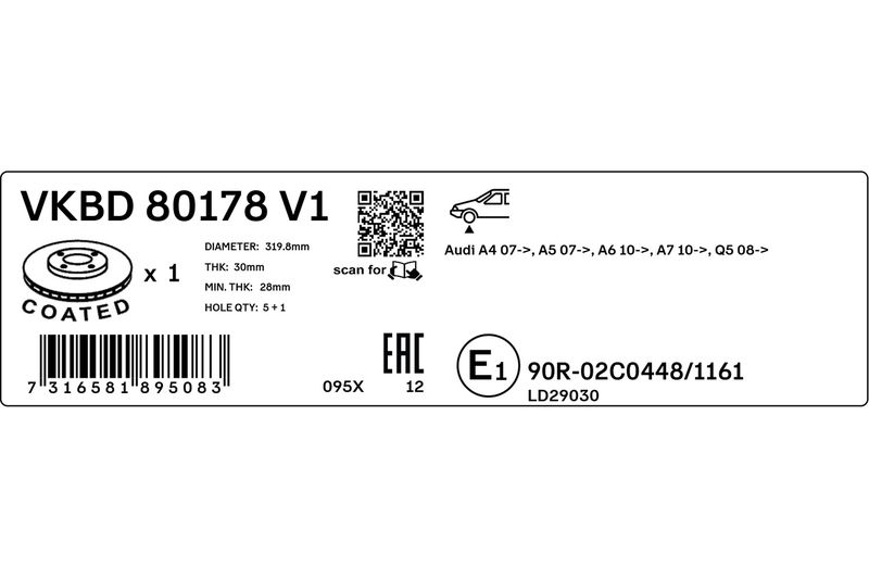 SKF VKBD 80178 V1 Brake Disc