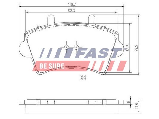 Комплект гальмівних накладок, дискове гальмо, Fast FT29540