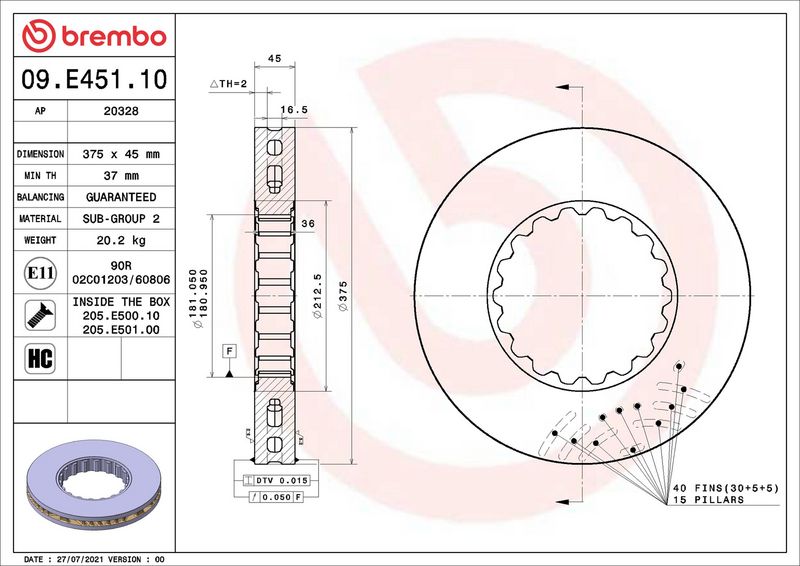 Disc frana 09.E451.10 BREMBO