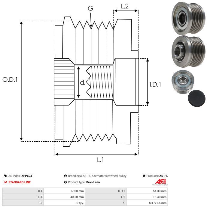 AS-PL AFP6031 Alternator Freewheel Clutch