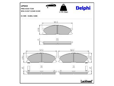 DELPHI LP543 - Brake Pad Set, disc brake
