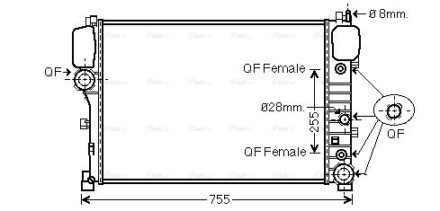 Радіатор, система охолодження двигуна, Ava MS2447