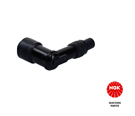 Bougie pijp, hoek: 90°, Kort, bougie draad: 10/12mm, aansluiting: draad, materiaal behuizing: Eboniet, kleur bougiedop: zwart past: HONDA CG 125/125 (Titan)/125C (Custom)/125M1/125W/1500/1500 (Vulcan)